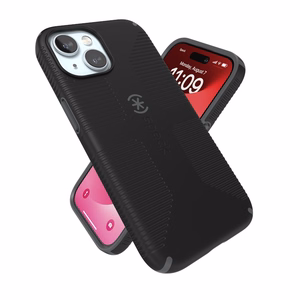 Speck Candyshell Grip MagSafe - Suojakuori iPhone 17e / 16e / 15 / 14 / 13 (musta / liuskekivi harmaa)