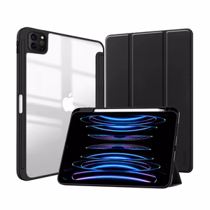 Crong PrimeFolio case for iPad Air 11" (2026–2024) / iPad Air 10.9" (5th / 4th gen.) / iPad Pro 11" (2022–2021), with Apple Pencil holder, black and clear