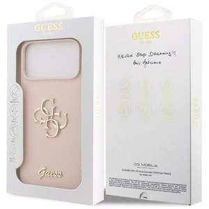 Guess Silicone Big 4G Script -suojakuori iPhone 17 Pro Max - pinkki