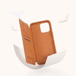 Kotelo Nillkin Qin Pro Nahka Apple iPhone 14 Pro Max ruskea