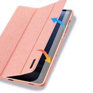 Dux Ducis Domo eko-nahkakotelo telineellä Samsung Tab S9 FE+ - vaaleanpunainen