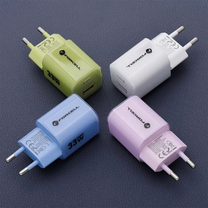 Phone charger Forcell F-Energy GaN III Crystal Color USB C + USB A QC4.0 PD 33W + silicone cable USB C to USB C VT-41 purple 0INT