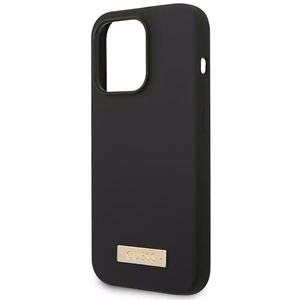 Guess GUHMP14XSBPLK iPhone 14 Pro Max 6.7" musta/musta kova kotelo Silikoni logo levy MagSafe
