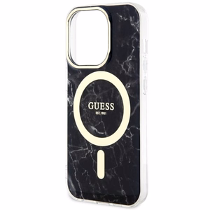 Guess GUHMP14XPCUMAK iPhone 14 Pro Max 6.7 musta/musta suojakuori Marble MagSafe