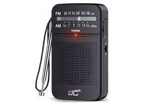 LTC kannettava taskuradio LEGA, AM/FM, mini jack, musta