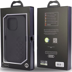 Audi Synthetic Leather Suojakuori iPhone 14 Pro 6.1 musta/musta kova kuori AU-TPUPPCIP14P-TT/D1-BK