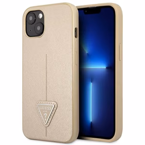Guess GUHCP14MPSATLE iPhone 14 Plus 6.7" beige/beige kova Suojakuori SaffianoTriangle Logo