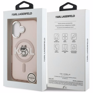 Karl Lagerfeld IML Choupette Sketch Logo MagSafe Suojakuori iPhone 16 - vaaleanpunainen