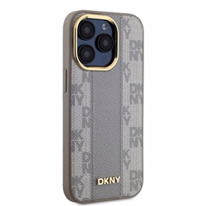 DKNY Nahkainen Checkered Mono Pattern MagSafe iPhone 15 Pro Max:lle Suojakuori - Beige