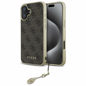Guess 4G Charms Collection suojakuori iPhone 16:lle - ruskea