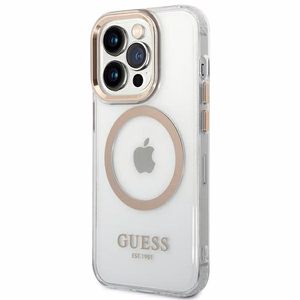 Guess GUHMP14XHTRMD iPhone 14 Pro Max 6.7 "kulta / kulta kova kotelo Metal Outline Magsafe
