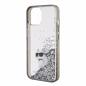 Karl Lagerfeld Liquid Glitter Choupette suojakuori iPhone 15:lle - läpinäkyvä