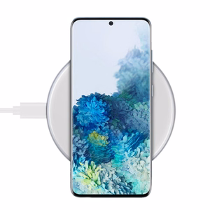 Crong PowerSpot Qi 15 W USB-C langaton laturi karkaistulla lasipinnalla, hopeanvärinen ja valkoinen