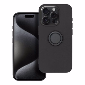 Silikoninen Suojakuori Renkaalla iPhone 15 PRO:lle musta