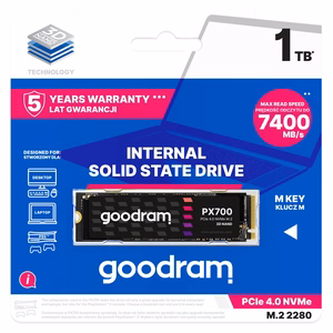 Goodram PX700 SSD SSDPR-PX700-01T-80 internal solid state drive M.2 1 TB PCI Express 4.0 NVMe 3D NAND