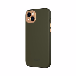 Moshi Napa suojakuori iPhone 14 Plus -laitteelle, MagSafe-yhteensopiva, vegaaninahkainen, Juniper Green -värinen