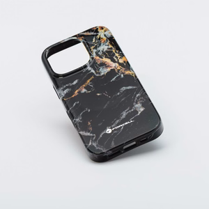 Case for iPhone 16 Forcell F-Protect Mirage compatible with Magsafe Military Drop-Test black marble