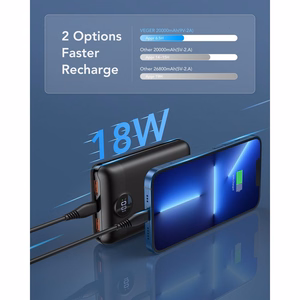 VEGER varavirtalähde 20000 mAh PD QC3.0 2A 22,5W S20 (W2053) musta