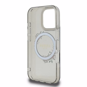 Guess Suojakuori iPhone 16 Pro:lle MagSafe-yhteensopiva GUHMP16LHFWFCK (IML Flowers Wreath) musta