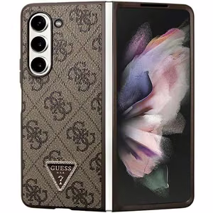 Guess Leather 4G Triangle Strass Suojakuori Samsung Galaxy Z Fold 5:lle - ruskea