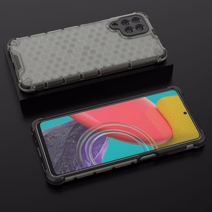 Honeycomb tapauksessa panssaroitu kansi geelirunko Samsung Galaxy M53 5G musta musta