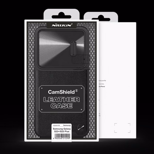 Nillkin CamShield Leather S nahkainen suojakuori Samsung Galaxy S23+:lle kameransuojalla musta