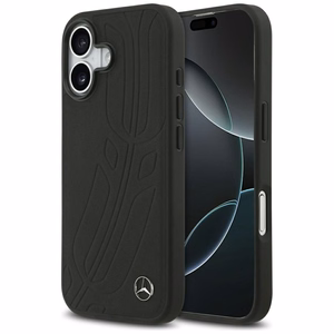 Mercedes Nahkainen Large Laurel Leave MagSafe Suojakuori iPhone 17:lle - musta