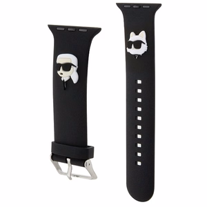 Karl Lagerfeld 3D Rubber Karl ja Choupette Heads hihna musta Apple Watch 42/44/45/49mm:lle