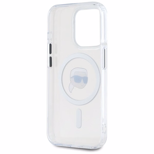 Karl Lagerfeld IML Metal Karl Head MagSafe suojakuori iPhone 15 Pro Max:lle - valkoinen