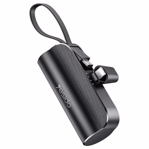 YESIDO Varavirtalähde YP68 5000mAh 12W + USB-C Kaapeli Lightning-liittimellä Musta