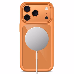 Tech-Protect MagOne CC MagSafe suojakuori ja 2 kpl karkaistuja laseja malleille iPhone 18 Pro Max / 17 Pro Max, läpinäkyvä oranssi