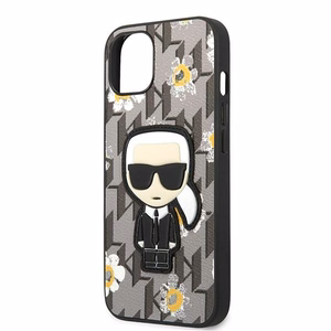 Karl Lagerfeld Flower Ikonik Karl suojakuori iPhone 13 minille - harmaa