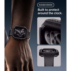 Spigen Rugged Armor  Apple Watch 46 mm kuori, mattamusta