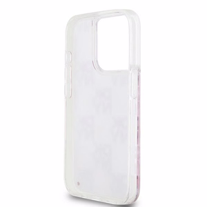 DKNY suojakuori iPhone 15 Pro 6,1' DKHCP15LLCPEPP valkoinen HC nestemäiset kimalteet ruutukuviolla