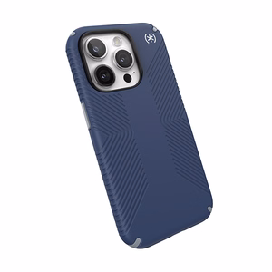 Speck Presidio2 Grip suojakuori iPhone 15 Pro -laitteelle, Coastal Blue / Dust Grey -värinen