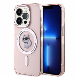 Karl Lagerfeld IML Choupette MagSafe Suojakuori iPhone 14 Pro Maxille - vaaleanpunainen