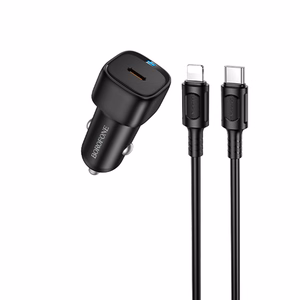 Borofone BZ34A Cloud -autolaturi - Type C - PD 20W ja Type C - Lightning -kaapeli, musta