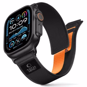 Tech-Protect Nylon Elite ranneke Apple Watch 44 / 45 / 46 / 49 mm - musta ja oranssi