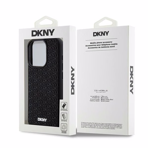 DKNY 3D Rubber Repeat Pattern Suojakuori iPhone 15 Pro:lle - Musta
