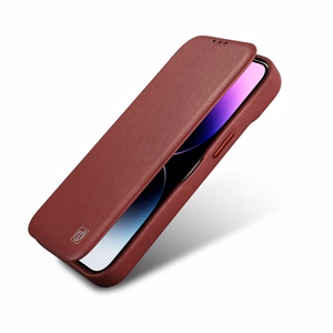 iCarer CE Premium Leather Folio Case iPhone 14 Plus Magnetic Flip Leather Folio Case MagSafe Red (WMI14220715-RD)