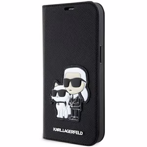 Karl Lagerfeld KLBKP14LSANKCPK iPhone 14 Pro 6.1 kirjakuori musta/musta Saffiano Karl & Choupette