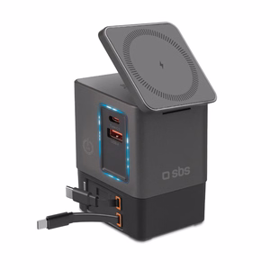 SBS Power Dock 6-in-1 with MagSafe, Stand, and USB-C Cables 65W – Black