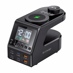 Blitzwolf BW-FW10 herätyskello laturilla 2xUSB-A, 4xUSB-C, 240W