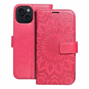 MEZZO Kirjasuojakuori iPhone 15:lle mandala magenta