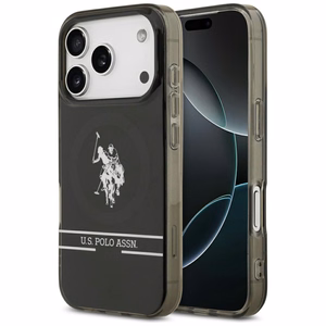 US Polo DH and Bottom Stripe Logo MagSafe Suojakuori iPhone 17 Pro:lle - Musta