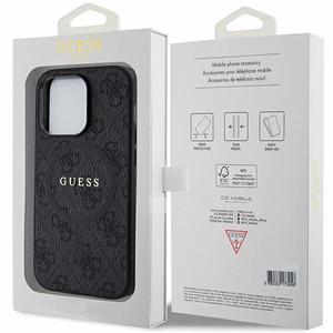 Guess-suojakuori iPhone 15 Pro Max 6,7' GUHMP15XG4GFRK musta HC MAGSAFE PU 4G RING CLASSIC LOGO