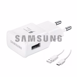 Laturi Samsung TA200NWE, valkoinen 15W (pakkauksen kanssa) + Type-C-kaapeli / 100 % aito /