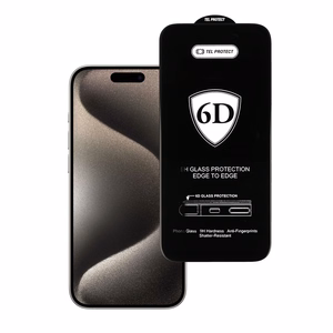 Tel Protect Full Glue 6D suojalasi iPhone 15 Pro Max musta