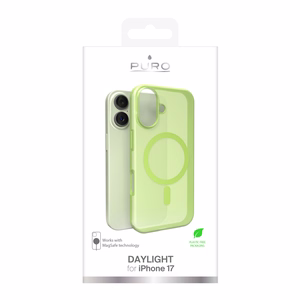Puro Daylight MagSafe-yhteensopiva silikoninen suojakuori iPhone 17:lle - läpikuultava vihreä