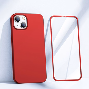 Joyroom 360 Full Case front and back cover for iPhone 13 + tempered glass screen protector red (JR-BP927 red)